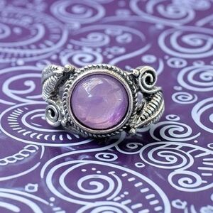 Light Purple Chalcedony Natural Stone Ring